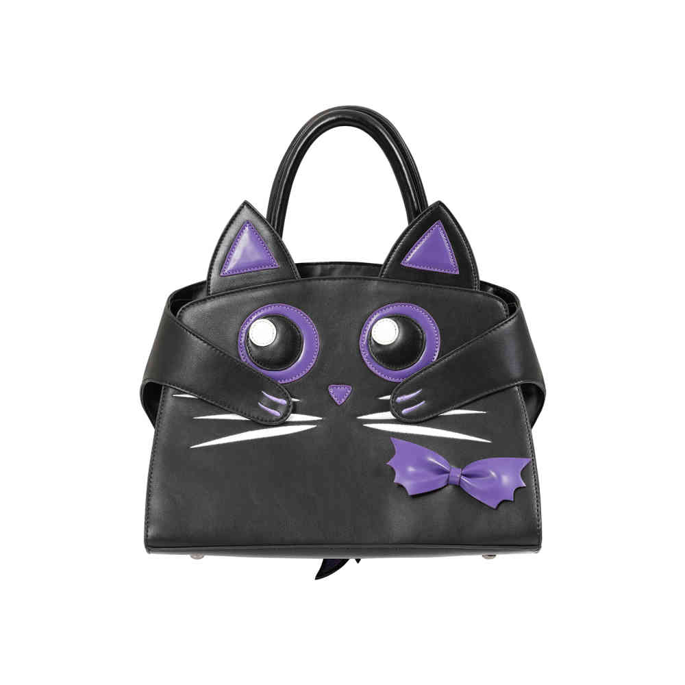 Banned - Mystic Cat Handbag - Black/Purple